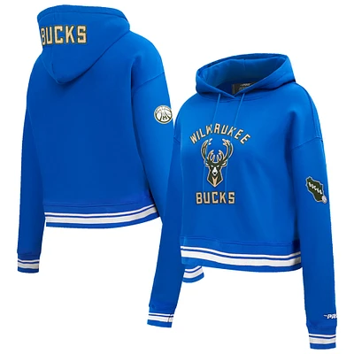 Sweat à capuche court en chenille pour femme Pro Standard Blue Milwaukee Bucks City Edition 2024/25