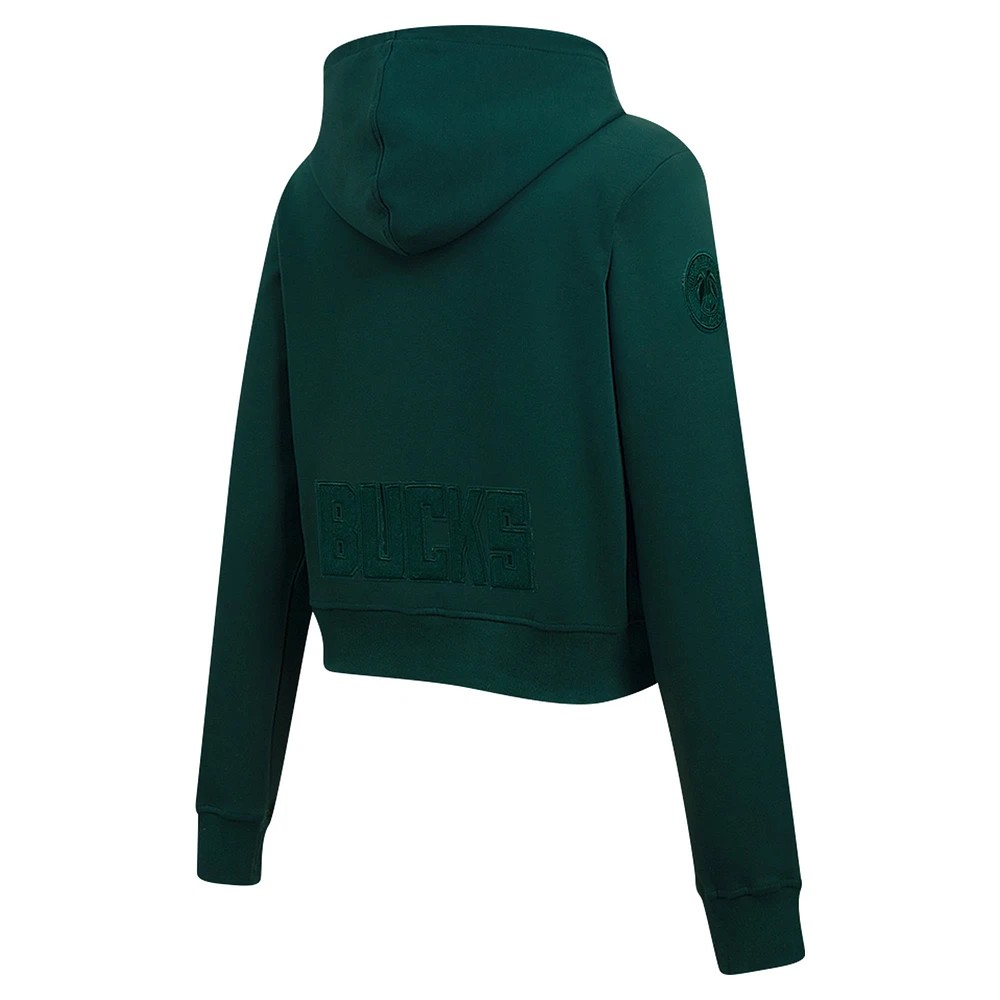 Sweat à capuche entièrement zippé triple ton sur Pro Standard Hunter Green Milwaukee Bucks pour femmes