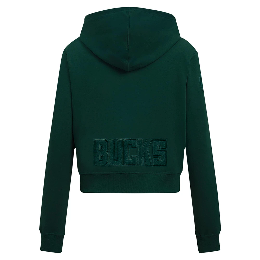 Sweat à capuche entièrement zippé triple ton sur Pro Standard Hunter Green Milwaukee Bucks pour femmes