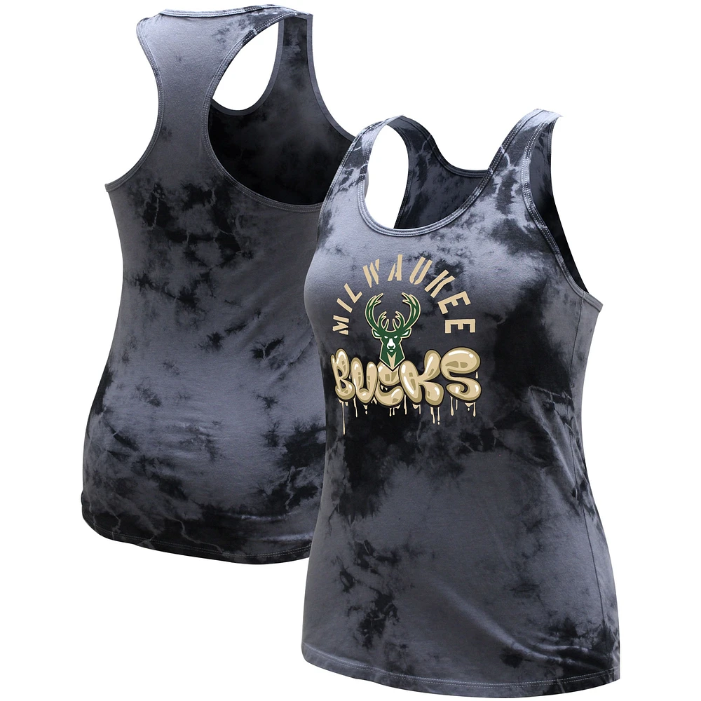 Women's Stadium Essentials  Charcoal Milwaukee Bucks Street Art Dark Crystal Washed Tank Top