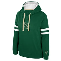 Women's Stadium Essentials Hunter Green Milwaukee Bucks Road Game Pullover Hoodie