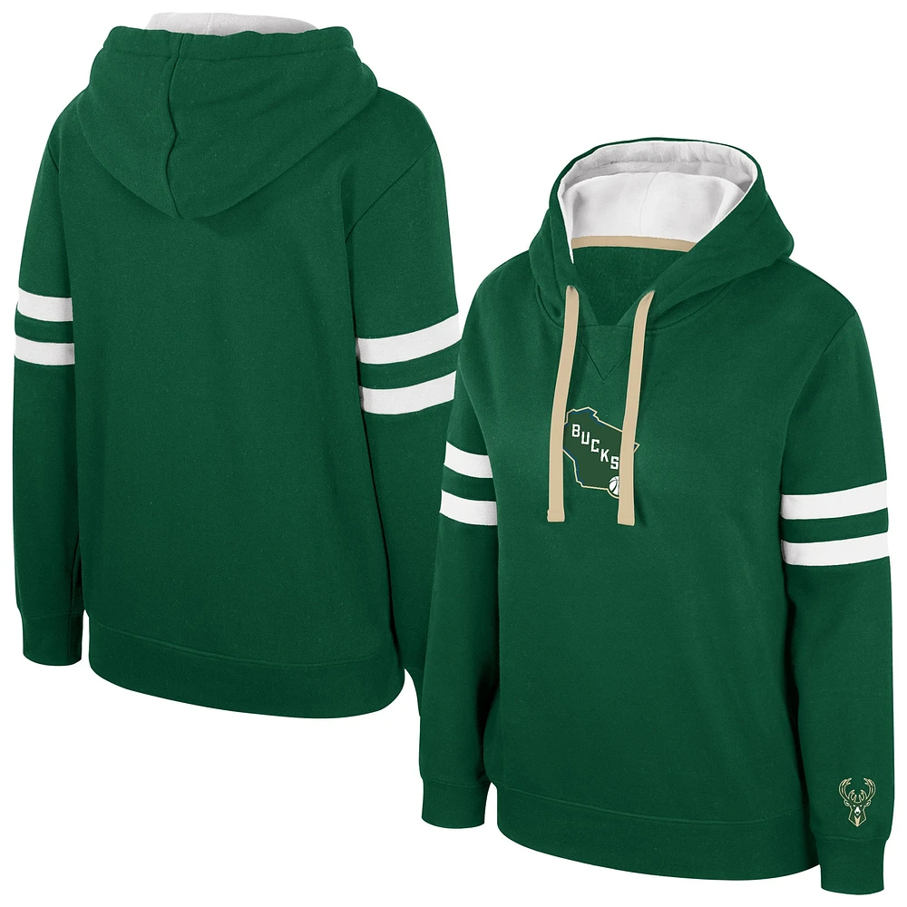 Sweat à capuche pour femme Stadium Essentials Hunter Green Milwaukee Bucks Road Game