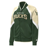 Veste de survêtement Starter Hunter Green Milwaukee Bucks Slam Dunk Raglan pour femme