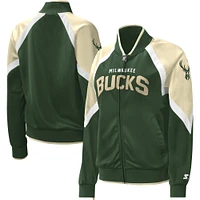 Veste de survêtement Starter Hunter Green Milwaukee Bucks Slam Dunk Raglan pour femme