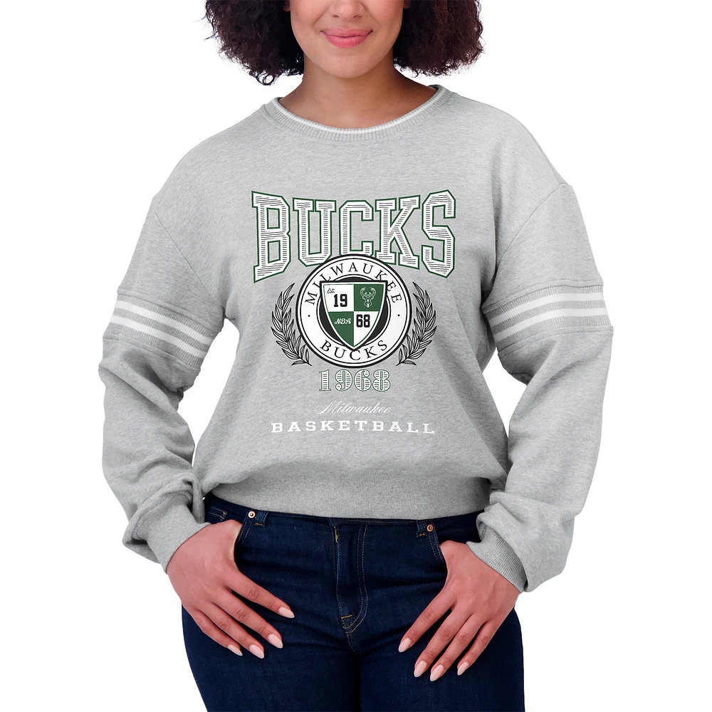 Sweat-shirt à capuche en molleton français pour femme WEAR by Erin Andrews Heather Gray Milwaukee Bucks