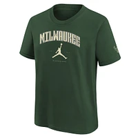 Youth Jordan Brand Hunter Green Milwaukee Bucks Essential Cities T-Shirt