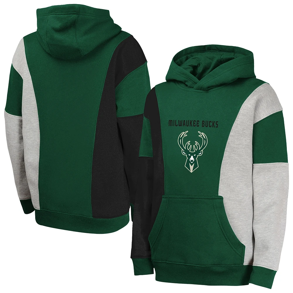 Youth  Hunter Green Milwaukee Bucks Ace the Hole Pullover Hoodie