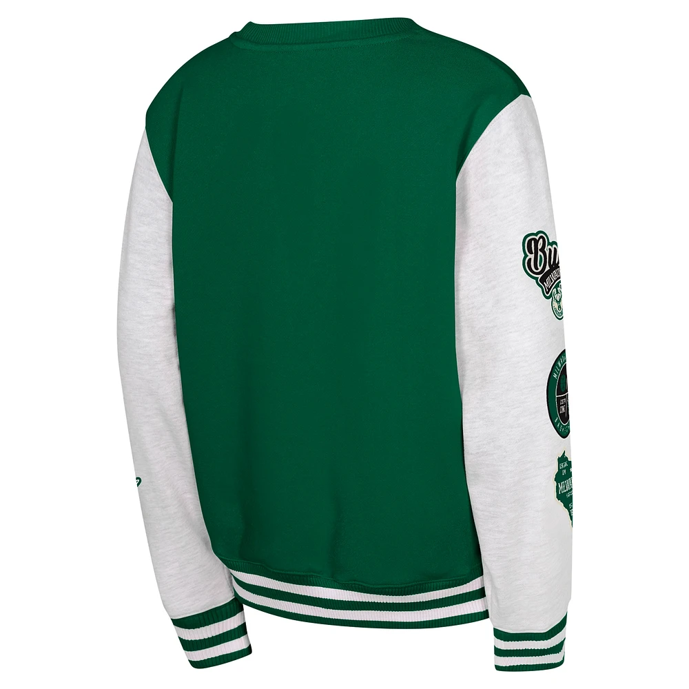 Youth Hunter Green Milwaukee Bucks Star Treatment Pullover Sweatshirt