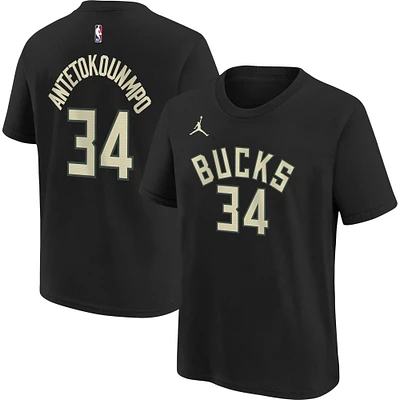 T-shirt Jordan Brand Giannis Antetokounmpo pour jeune Milwaukee Bucks Statement Edition avec nom et numéro de joueur
