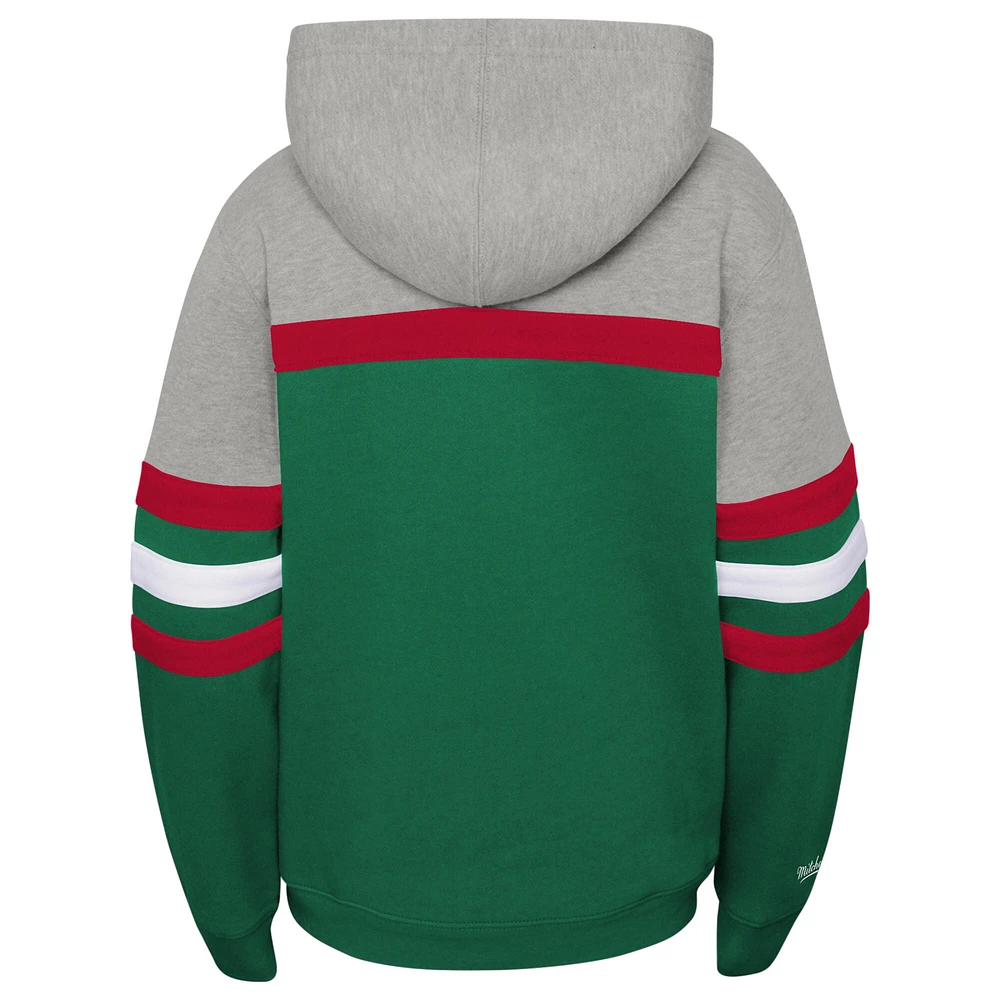 Youth Mitchell & Ness Green/Heather Gray Milwaukee Bucks Hardwood Classics Head Coach Pullover Hoodie