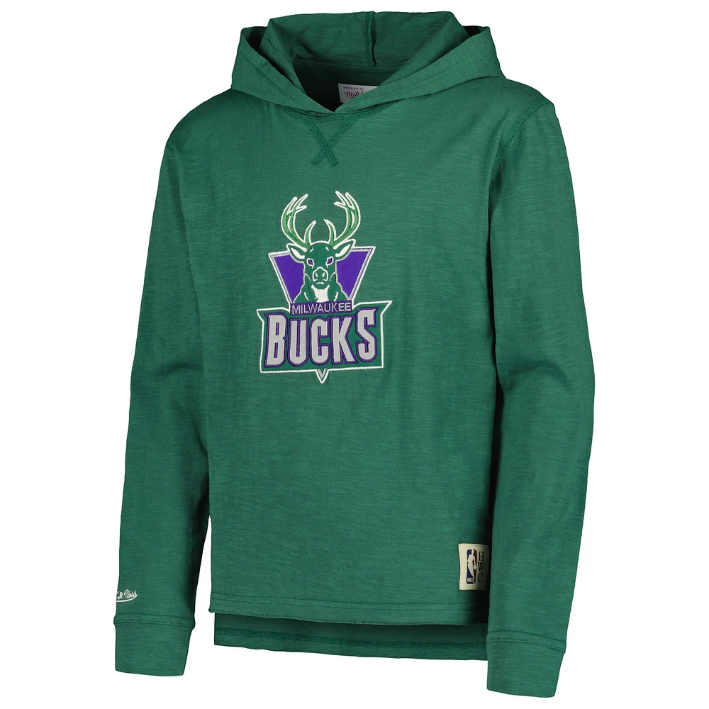 Sweat à capuche léger Mitchell & Ness pour jeunes Milwaukee Bucks Hardwood Classics Legendary Slub