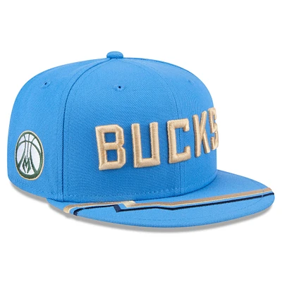 Casquette snapback 9FIFTY Milwaukee Bucks 2024/25 City Edition New Era bleue pour jeune