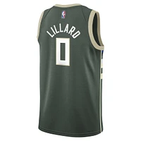 Maillot Nike Swingman Damian Lillard Hunter vert Milwaukee Bucks pour jeune - Édition Icon