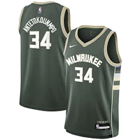 Maillot Nike Giannis Antetokounmpo Hunter Green Milwaukee Bucks Swingman pour jeune - Édition Icon