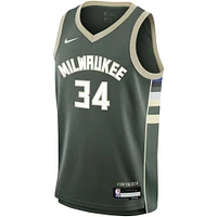 Maillot Nike Giannis Antetokounmpo Hunter Green Milwaukee Bucks Swingman pour jeune - Édition Icon