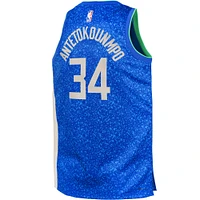 Maillot Nike Swingman Giannis Antetokounmpo Royal Milwaukee Bucks pour jeunes - Édition Ville