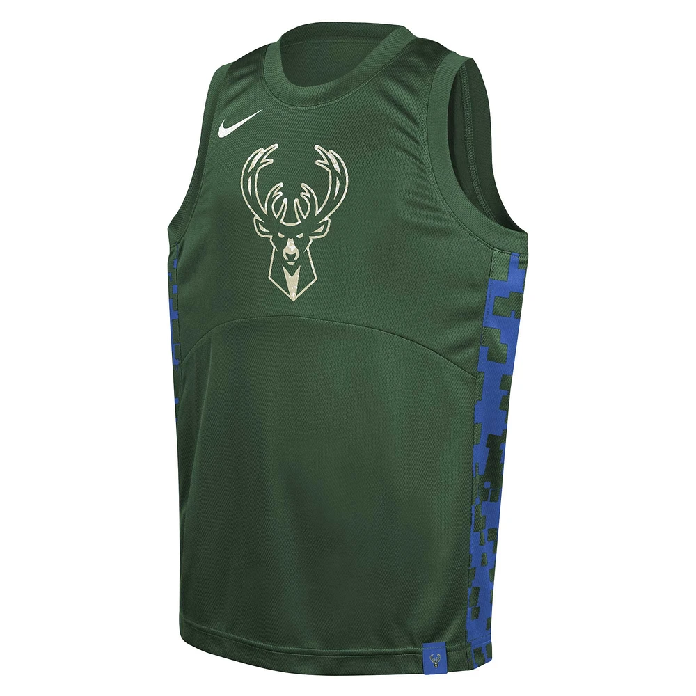 Youth Nike  Hunter Green Milwaukee Bucks Courtside Starting Five Team Jersey