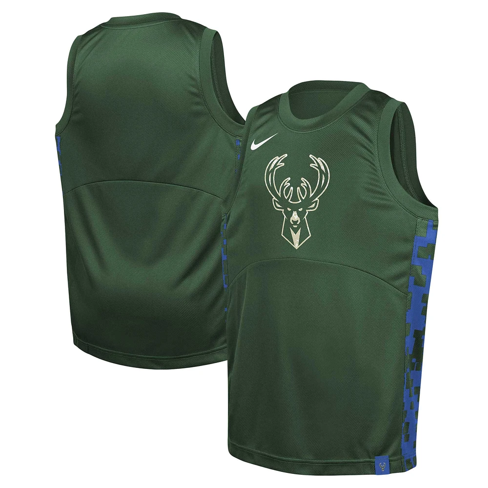 Maillot Nike Hunter Green Milwaukee Bucks Courtside de l'équipe départ des cinq équipes pour jeunes