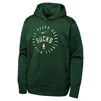 Youth Nike Hunter Green Milwaukee Bucks Performance Practice Spotlight Pullover Hoodie