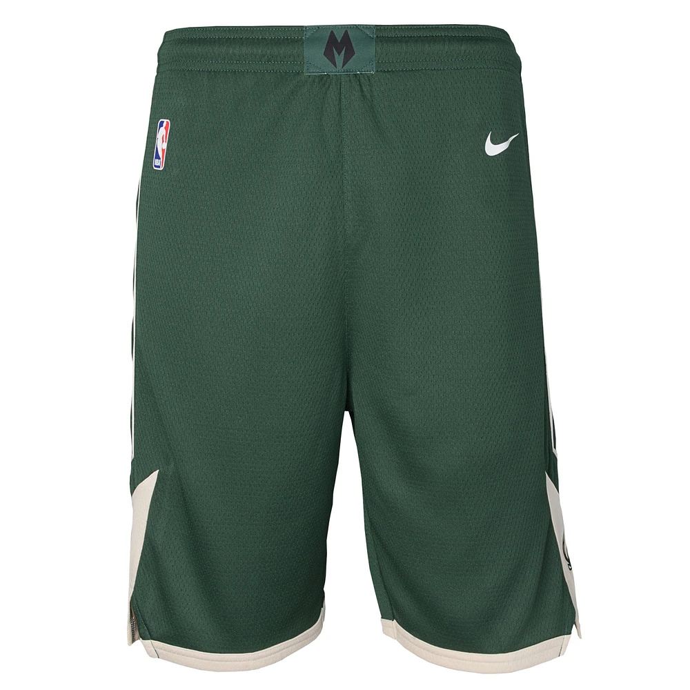 Short Nike Hunter Green Milwaukee Bucks Swingman Performance pour jeune – Édition Icon