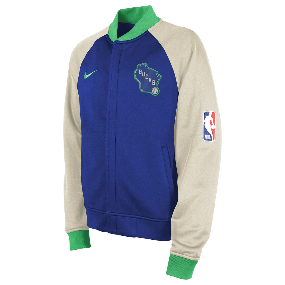 Veste entièrement zippée Nike Royal Milwaukee Bucks 2023/24 City Edition Authentic Showtime pour jeune