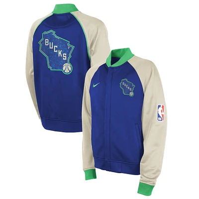 Veste entièrement zippée Nike Royal Milwaukee Bucks 2023/24 City Edition Authentic Showtime pour jeune