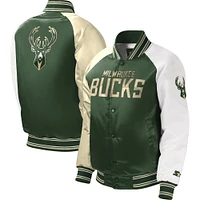 Veste universitaire à boutons-pression raglan Milwaukee Bucks Starter vert chasseur pour jeune