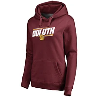 Women's Fanatics Garnet Minnesota Duluth Bulldogs Double Bar Pullover Hoodie