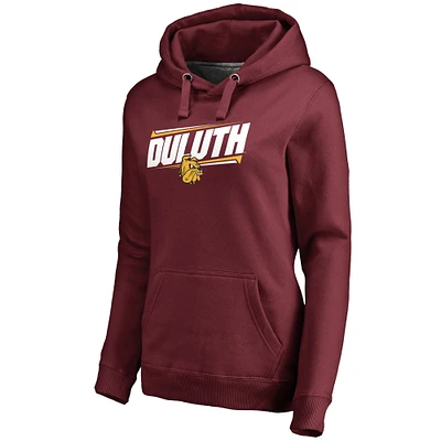 Women's Fanatics Garnet Minnesota Duluth Bulldogs Double Bar Pullover Hoodie