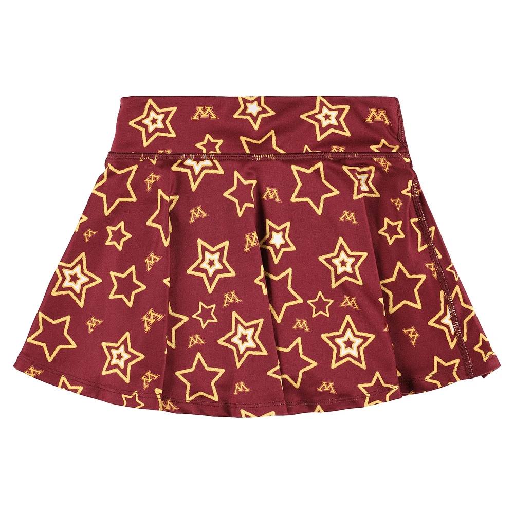 Girls Youth ZooZatz Maroon Minnesota Golden Gophers Star Flowy Skort