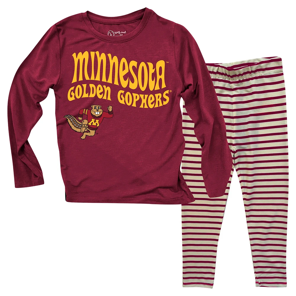 Ensemble haut à manches longues et leggings rayés pour bébé Wes & Willy Minnesota Golden Gophers