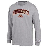 Men's Champion  Heather Gray Minnesota Golden Gophers Arch Over Logo Long Sleeve T-Shirt