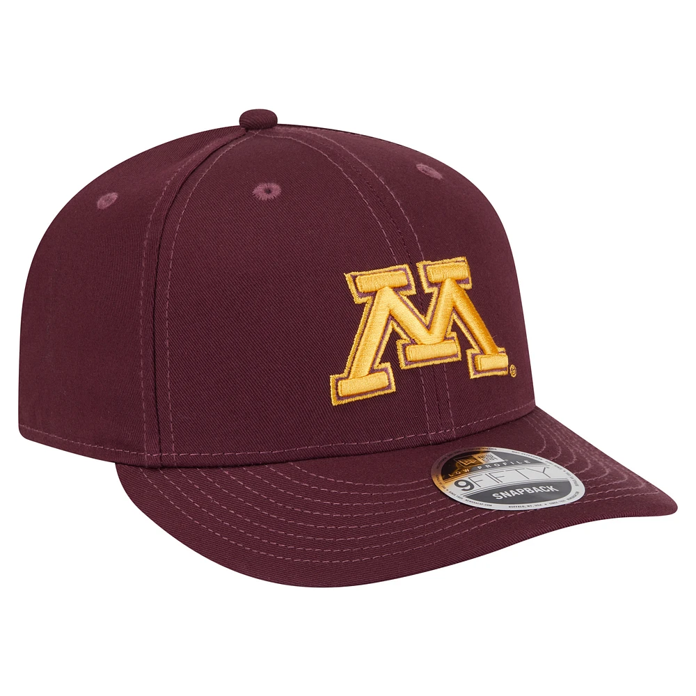 Casquette ajustable 9FIFTY à profil bas pour homme New Era, couleur marron, des Golden Gophers du Minnesota