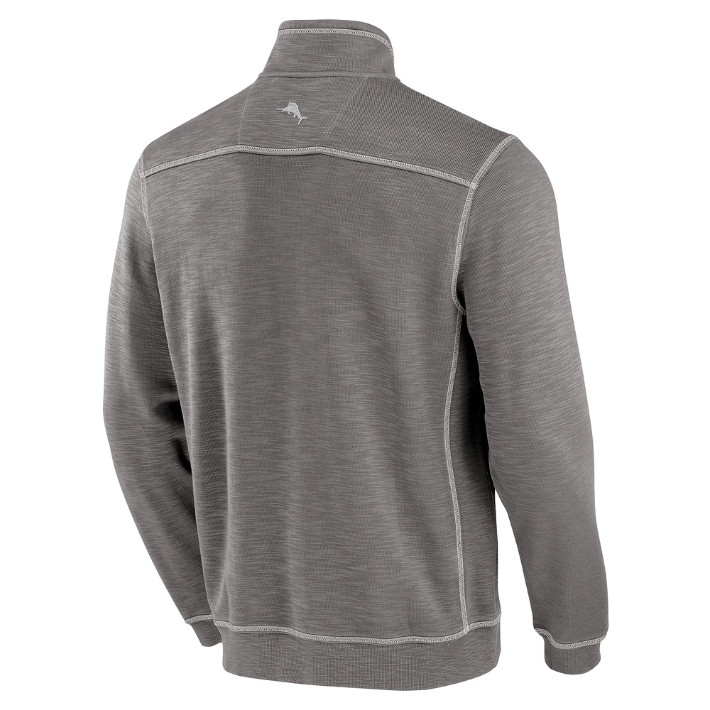 Men's Tommy Bahama  Gray Minnesota Golden Gophers Tobago Bay Half-Zip Tri-Blend Top