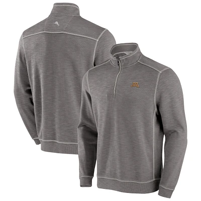 Men's Tommy Bahama  Gray Minnesota Golden Gophers Tobago Bay Half-Zip Tri-Blend Top