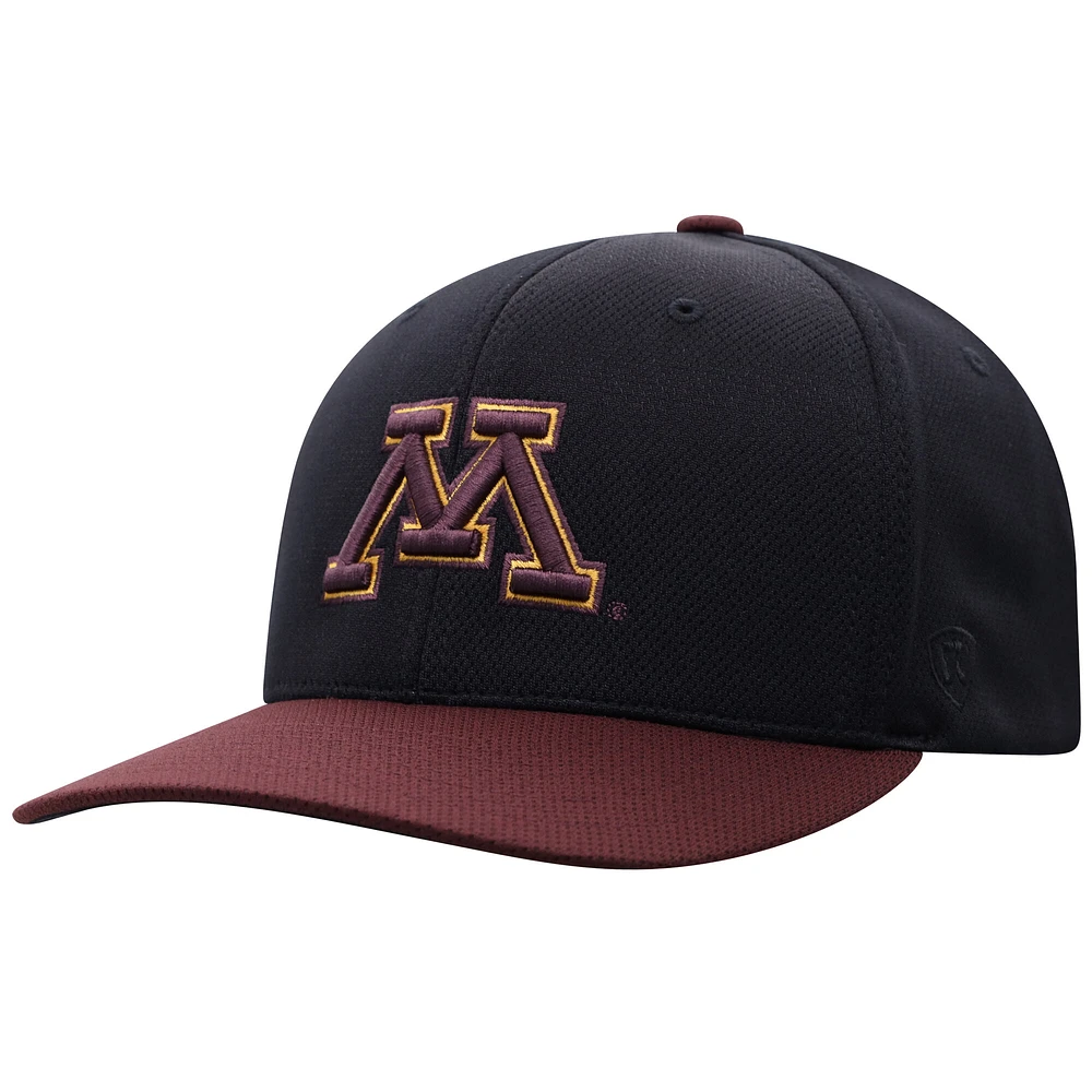 Casquette ajustée noire Top of the World des Golden Gophers du Minnesota pour homme