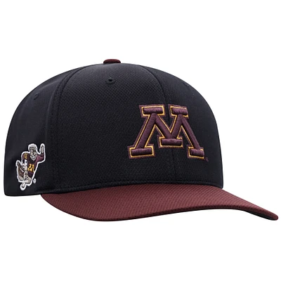 Casquette ajustée noire Top of the World des Golden Gophers du Minnesota pour homme