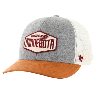 Casquette ajustable Drover Trucker '47 gris chiné pour homme des Golden Gophers du Minnesota