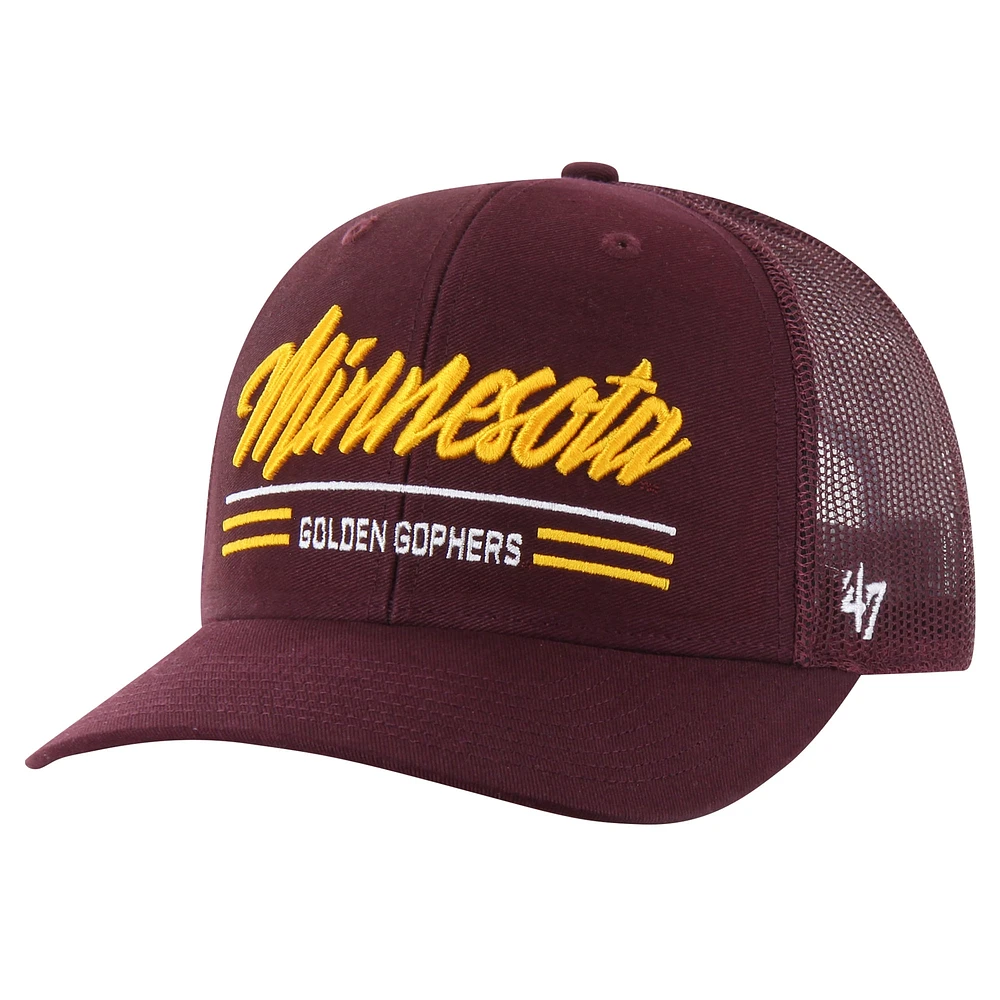 Casquette réglable '47 Maroon Minnesota Golden Gophers Garner Trucker pour hommes