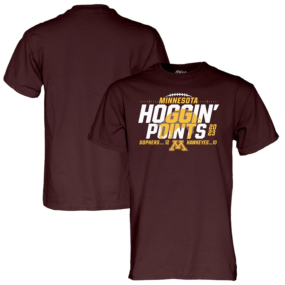 Men's Blue 84  Maroon Minnesota Golden Gophers vs. Iowa Hawkeyes 2023 Floyd of Rosedale Trophy Score T-Shirt