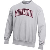 Men's Champion Ash Minnesota Golden Gophers Big & Tall Reverse Weave Fleece Crewneck Pullover Sweatshirt