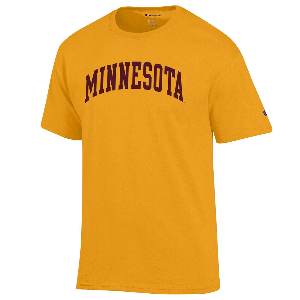 T-shirt basique Arch Champion Gold Minnesota Golden Gophers pour homme