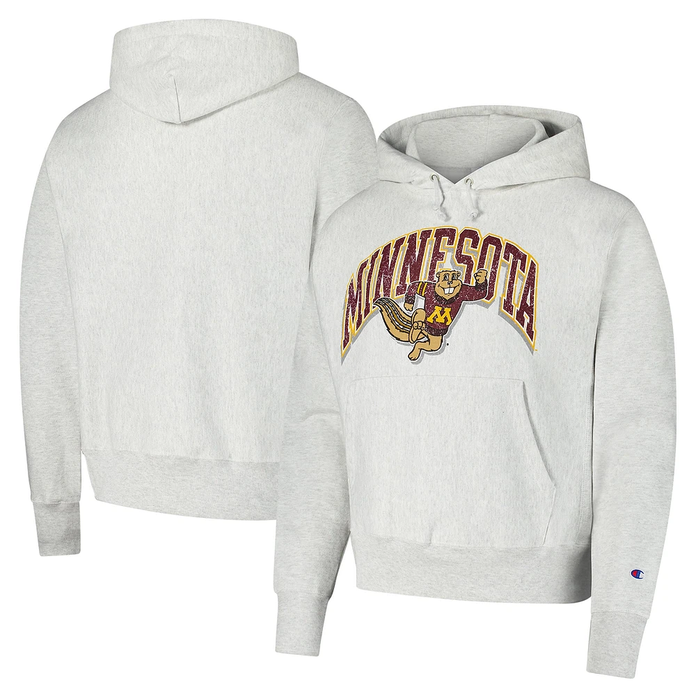 Sweat à capuche gris Champion des Golden Gophers du Minnesota Vault Late Night Reverse Weave pour hommes