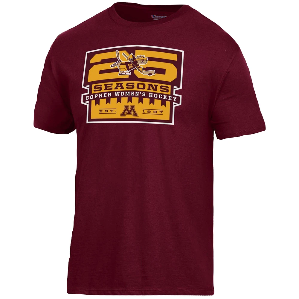 Men's Champion Maroon Minnesota Golden Gophers 25 Seasons of Women's Hockey T-Shirt