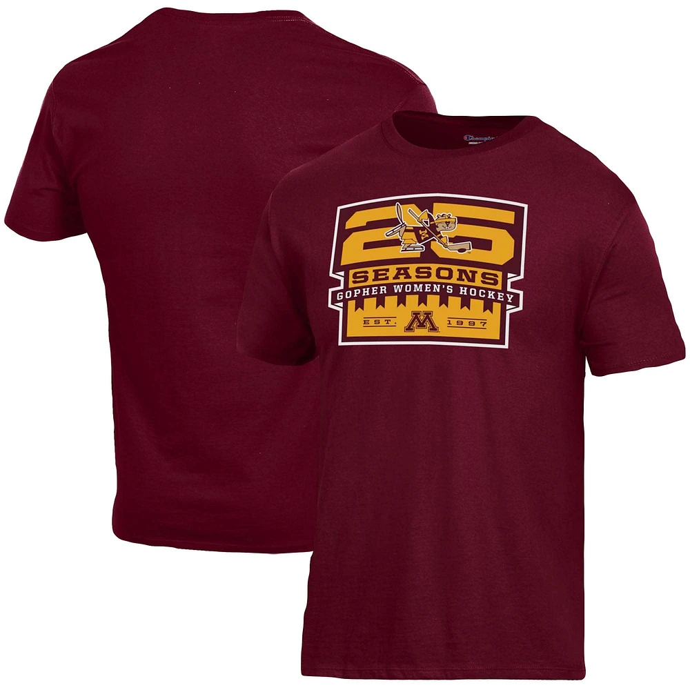 Men's Champion Maroon Minnesota Golden Gophers 25 Seasons of Women's Hockey T-Shirt