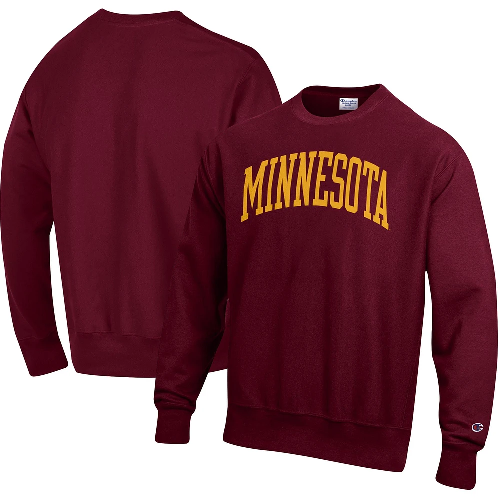 Chandail à enfiler Champion Minnesota Golden Gophers Arch Reverse Weave pour homme, marron