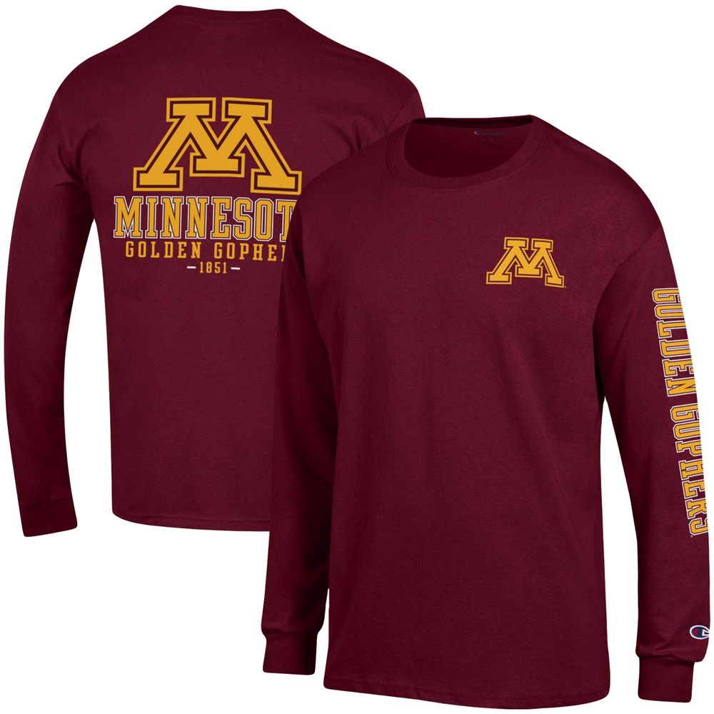 Men's Champion Maroon Minnesota Golden Gophers Team Stack Long Sleeve T-Shirt