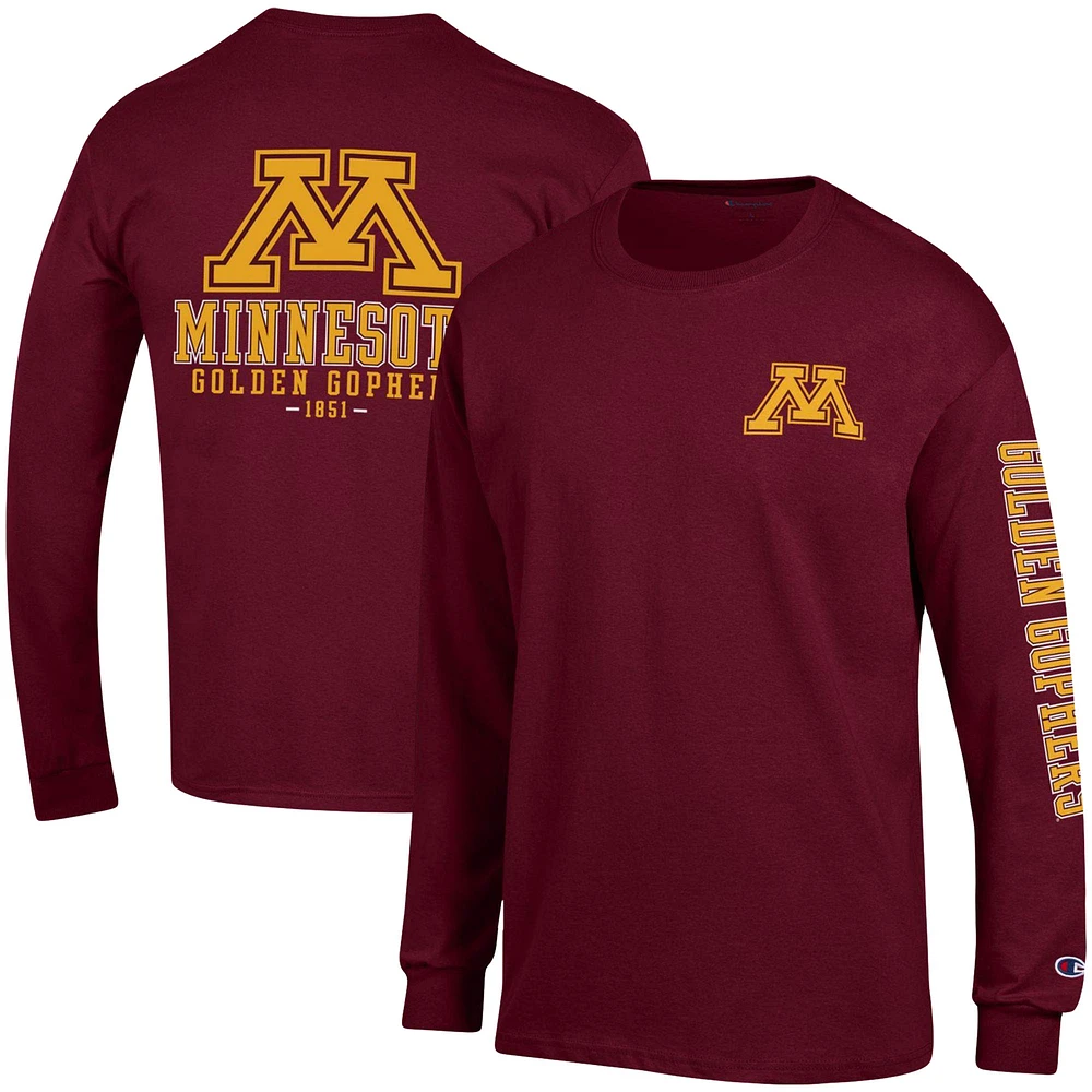 T-shirt à manches longues Champion Minnesota Golden Gophers Team Stack pour homme