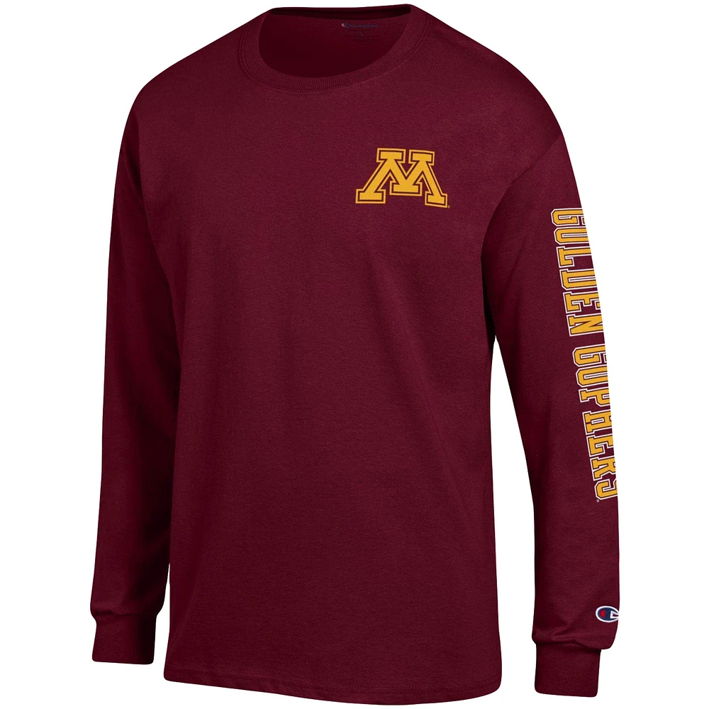 T-shirt à manches longues Champion Minnesota Golden Gophers Team Stack pour homme