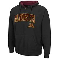 Men's Colosseum Black Minnesota Golden Gophers Arch & Logo 3.0 Full-Zip Hoodie